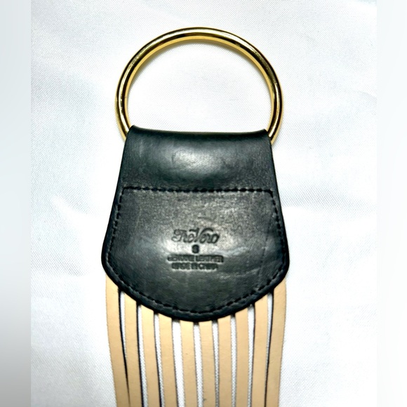 Belt  Leather Belt Black /Gold  with Metal Beads adjustable - Picture 6 of 9